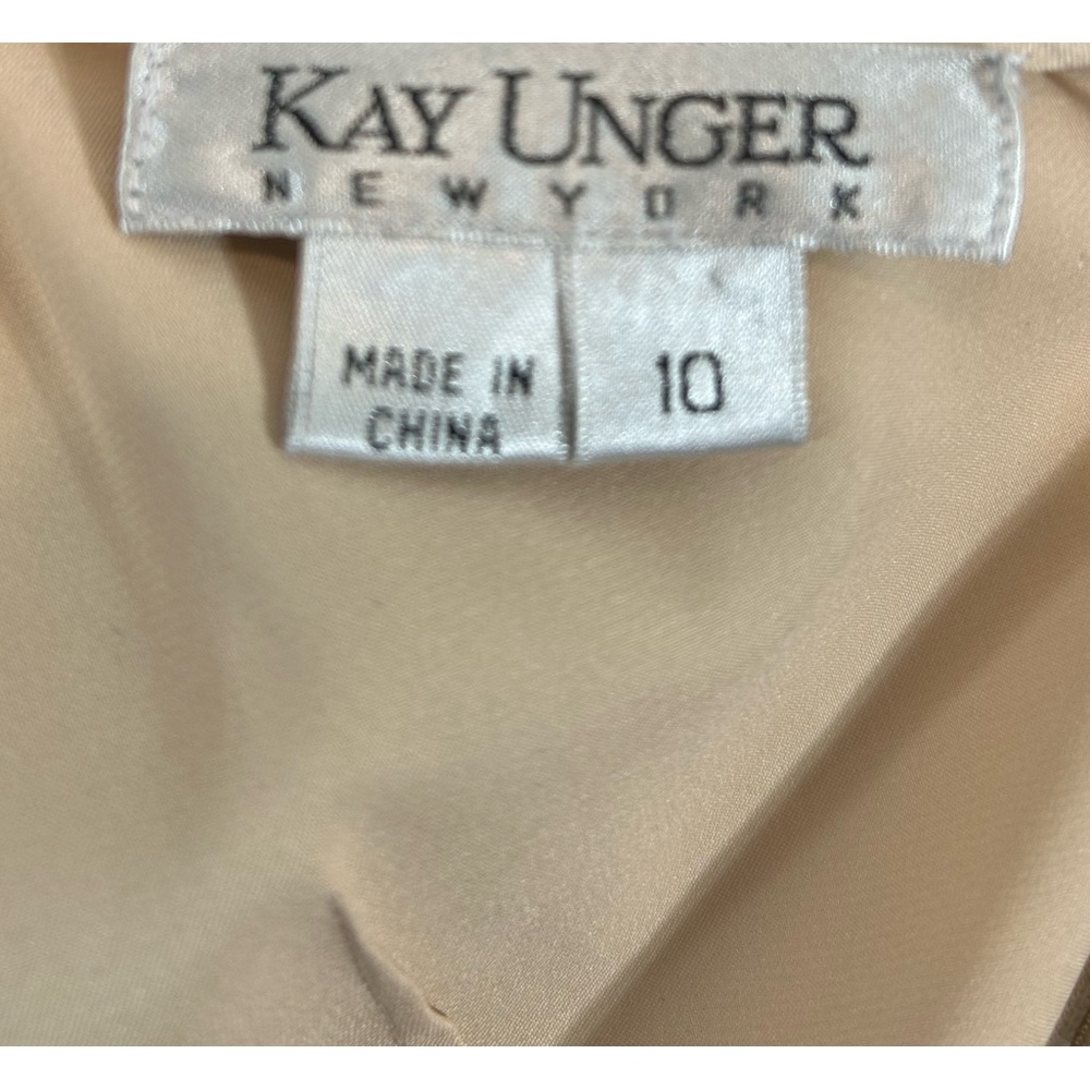 Kay Unger Black and Beige Cocktail Dress Black Lace/Tiny Sequins Size 10 - Picture 9 of 13